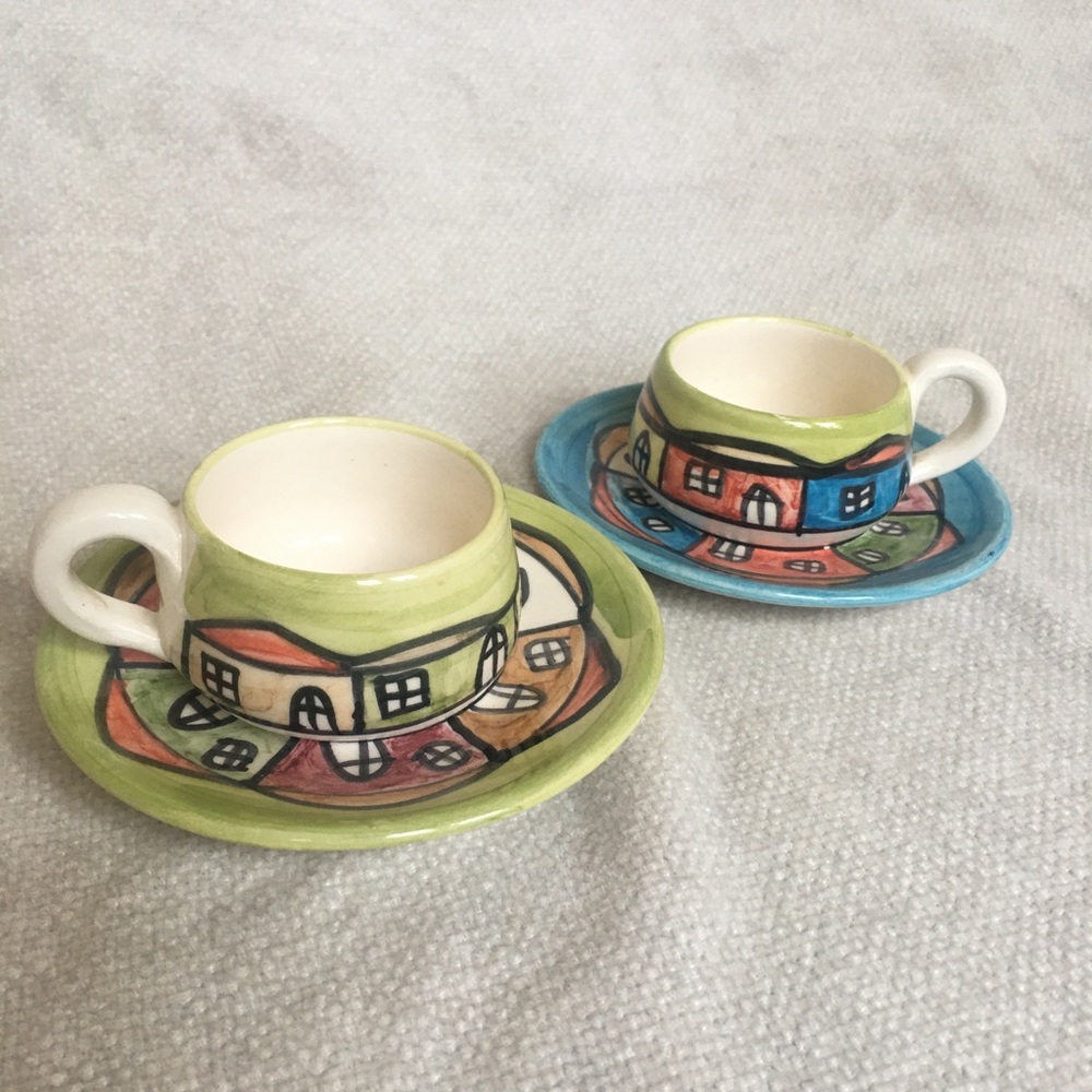 Vintage Hand Painted Tea Cups (Set of 2)